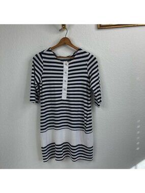 rag and bone Breton Striped Henley Button Tee Shirt Dress